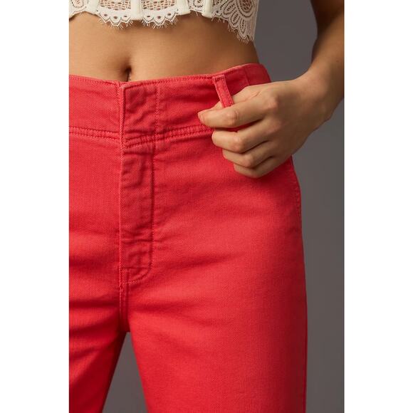 Anthropologie NWT Pilcro Relaxed Cuff Mid Rise Straight Leg Jeans Raspberry 28 - Picture 3 of 12